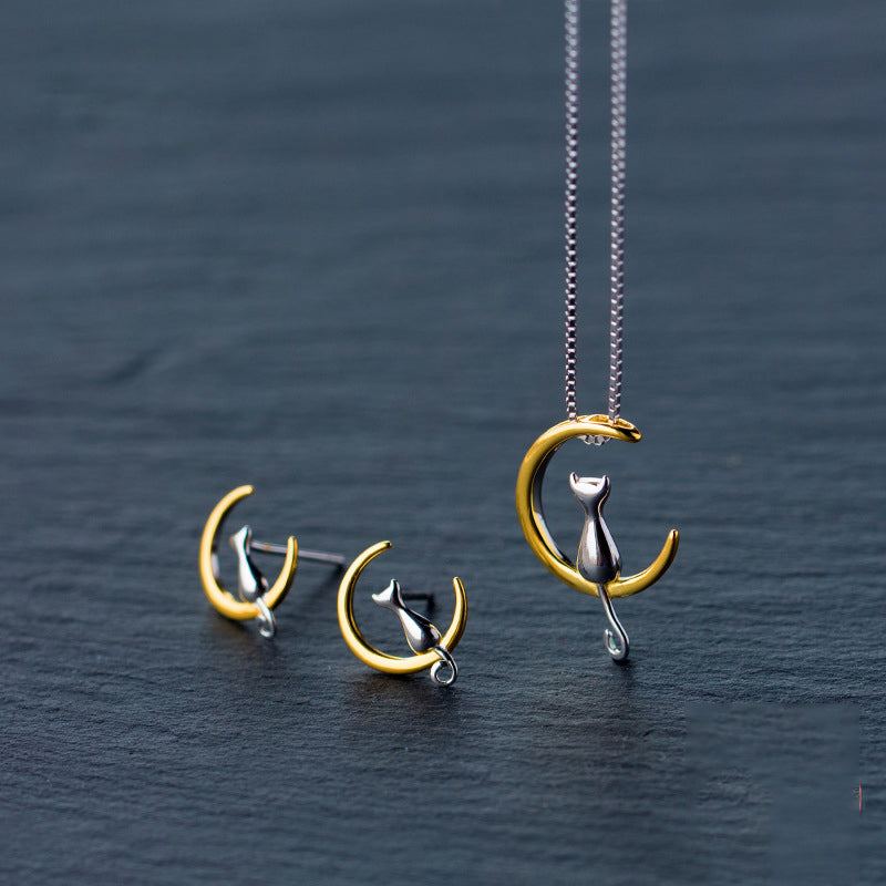 MOON KITTEN Necklace, Earrings, or Pair!