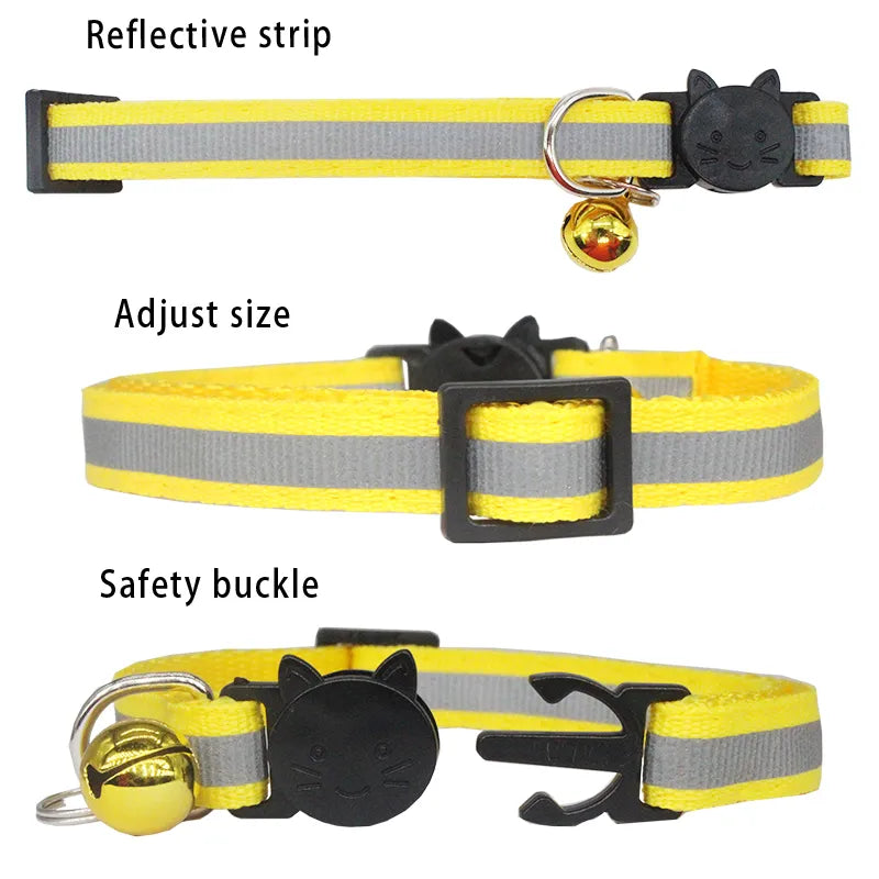 Reflective Cat Safety Buckle Collar Adjustable Custom Personalized ID Free Engraving Nylon Kittens Necklace